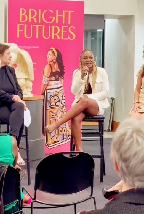 Oyéta Kokoroko speaking on a leadership panel, embodying Maison Impact’s mission to empower emerging founders and foster purposeful entrepreneurship.