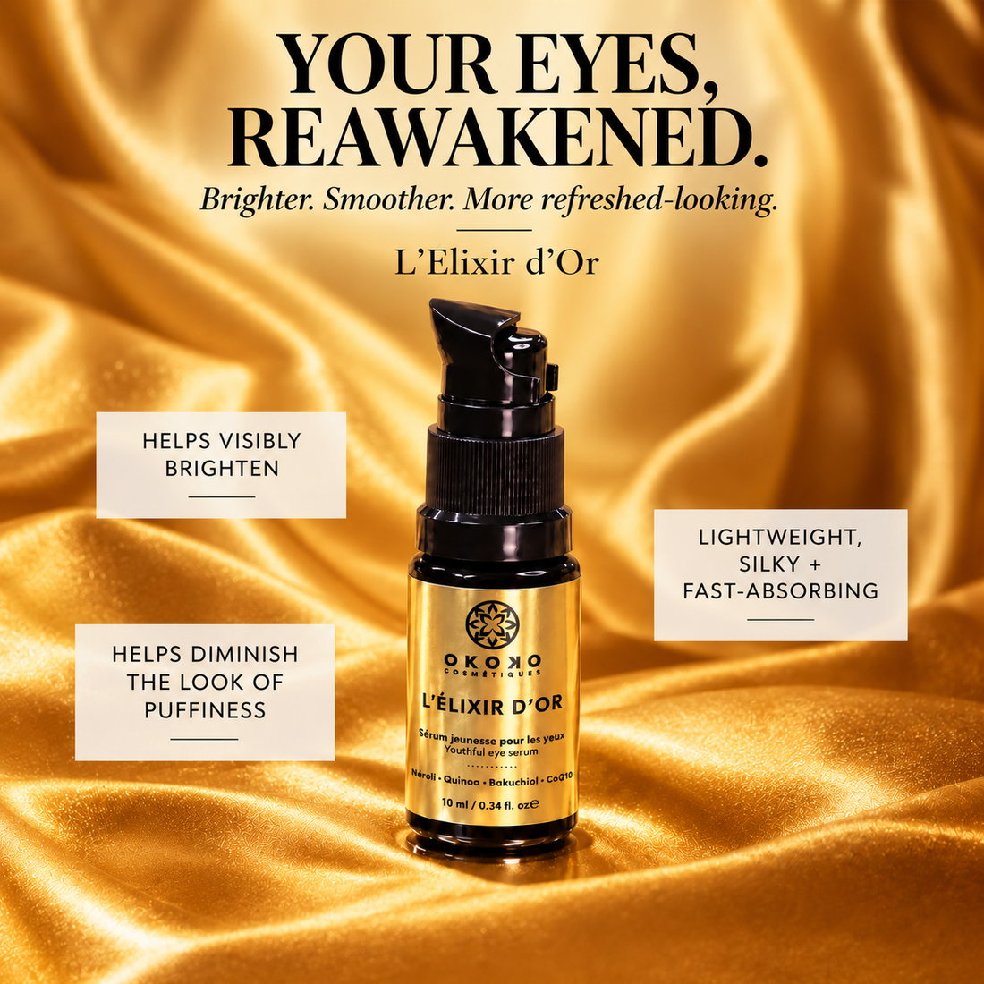 L’Élixir D’Or Advanced Eye Serum with Arjuna Extract + Caffeine