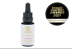 OKOKO Cosmétiques L’Élixir de Manuka — Editor’s Choice award-winning clarifying serum with manuka extract, black cumin oil, and willow bark. Helps reduce blemishes, refine pores, and calm the skin while maintaining hydration.