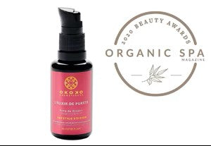 L’Élixir de Pureté – Prestige Edition by OKOKO Cosmétiques - winner of the Top Age Defier Award from Organic Spa Magazine, celebrated for it's high performance results, with Dragon’s Blood extract, Niacinamide, and potent antioxidants that visibly firm, refine, and restore luminosity.