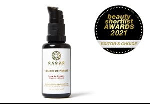 OKOKO Cosmétiques L’Élixir de Pureté — White Label Collection Editor’s Choice award-winning serum with dragon’s blood extract and niacinamide. Firms, refines, and restores luminosity while embodying Intelligent Luxury Skincare™ innovation.